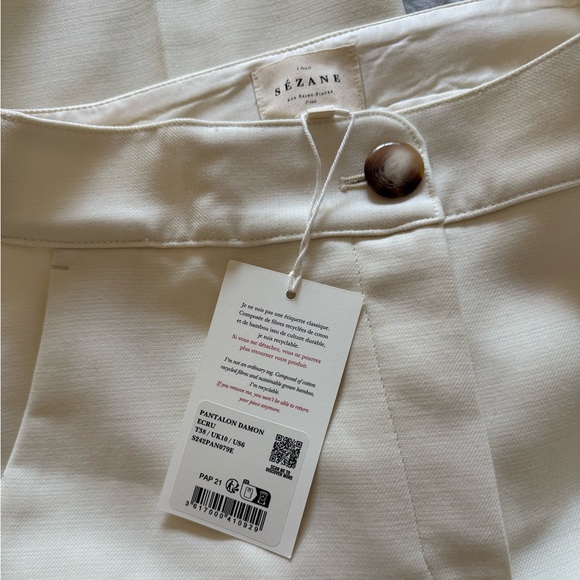 Sezane cream Wide-Leg Pant trousers - Picture 3 of 4